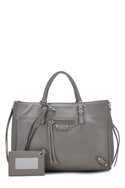 Grey Calfskin Papier A4 Zip Around