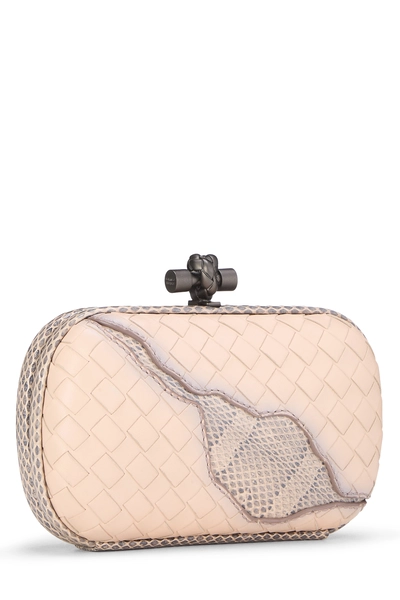 Pink Intrecciato Python Clutch, , large
