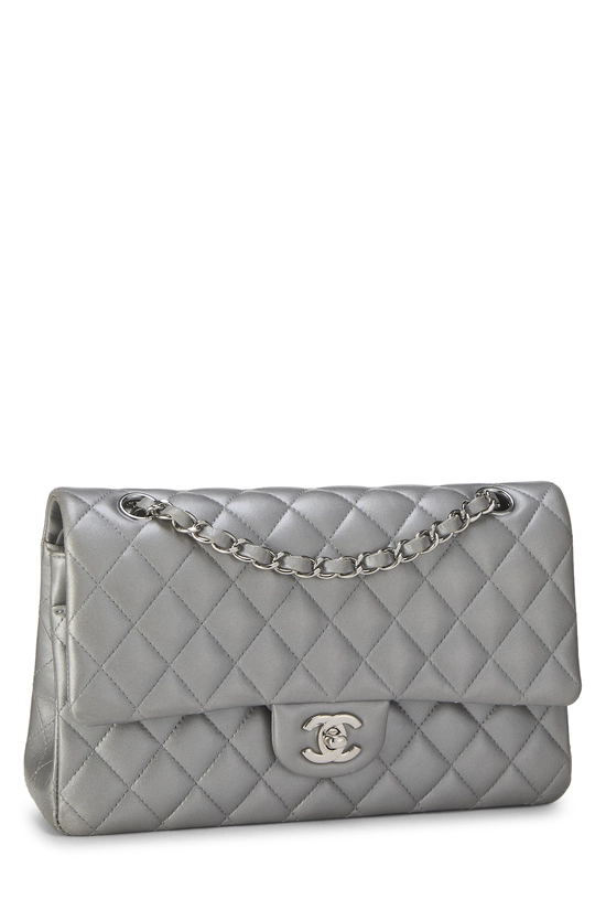 Silver Quilted Lambskin Classic Double Flap Medium, , large image number 1