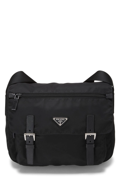 Black Nylon Buckle Flap Messenger