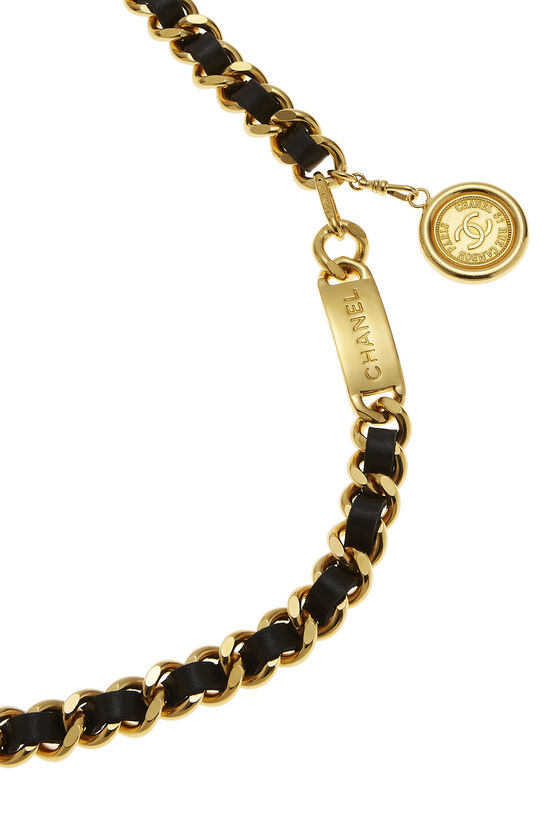 Chanel Gold & Black Leather Chain Belt Q6A01M17KB173