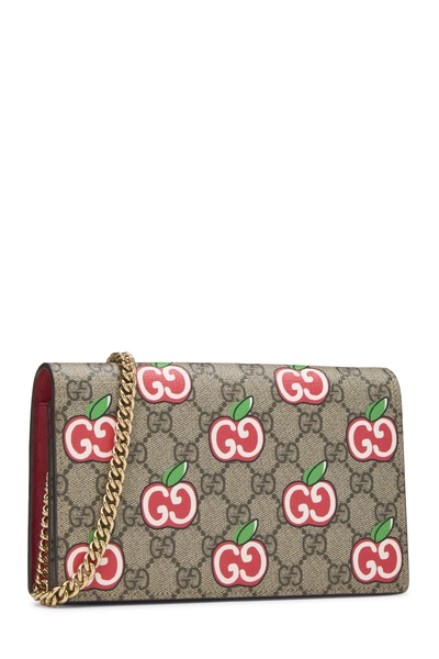Red Original GG Supreme Canvas Apple Wallet On Chain, , large