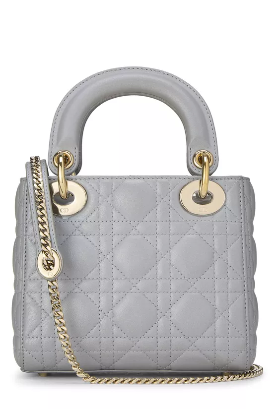 Grey Cannage Quilted Lambskin Lady Dior Mini, , large image number 3