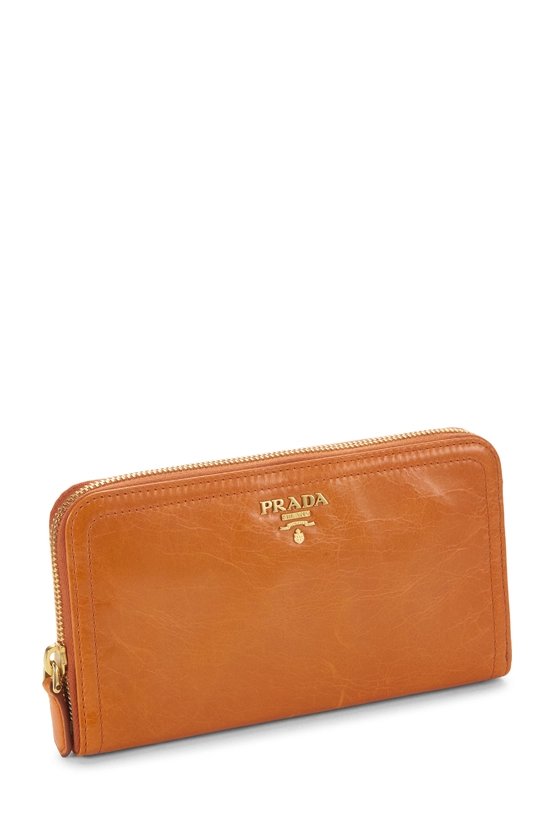 Pre-Owned Orange Calfskin Zip Around Wallet QNADVD3POB000