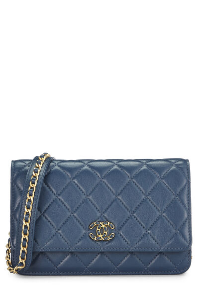 Blue Quilted Lambskin Infinity Wallet on Chain (WOC)