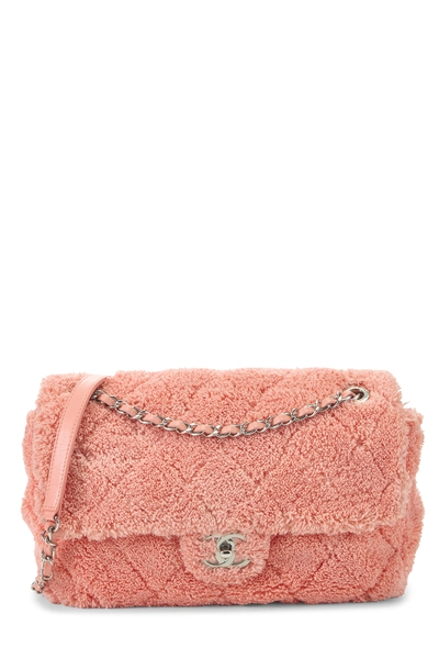 Chanel Pink Terry Cloth Coco Beach Flap Bag Medium