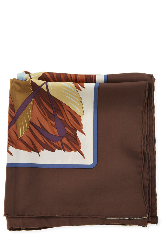 Brown & Multicolor 'Cols Verts' Silk Scarf 90, , large image number 1