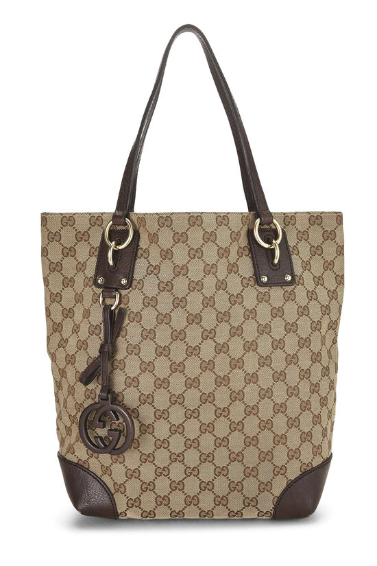 Brown Original GG Canvas Charm Vertical Tote, , large image number 0
