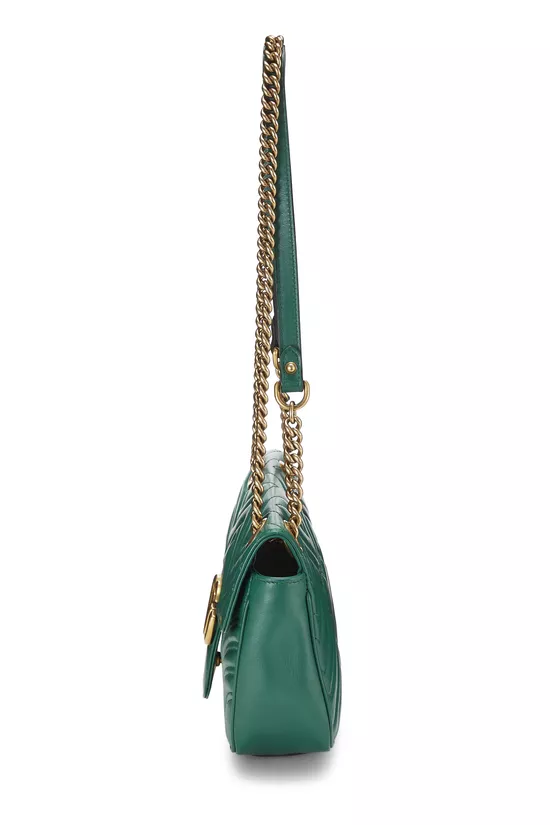 Green Leather GG Marmont Shoulder Bag Small, , large image number 2
