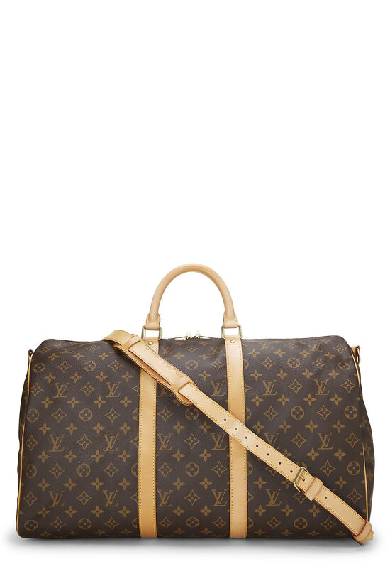 Louis Vuitton Keepall 50 Monogram Canvas Travel Bag Brown