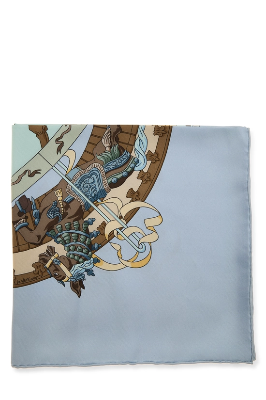 Blue & Multicolor 'Mus&eacute;e Vivant du Cheval Chantilly' Silk Scarf 90, , large image number 1