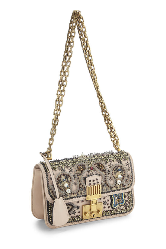 Beige Lambskin Embellished DiorAddict Flap Bag Mini, , large image number 1