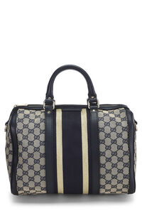 Gucci White & Navy GG Canvas Web Boston Handbag QFB18Z0EWB000