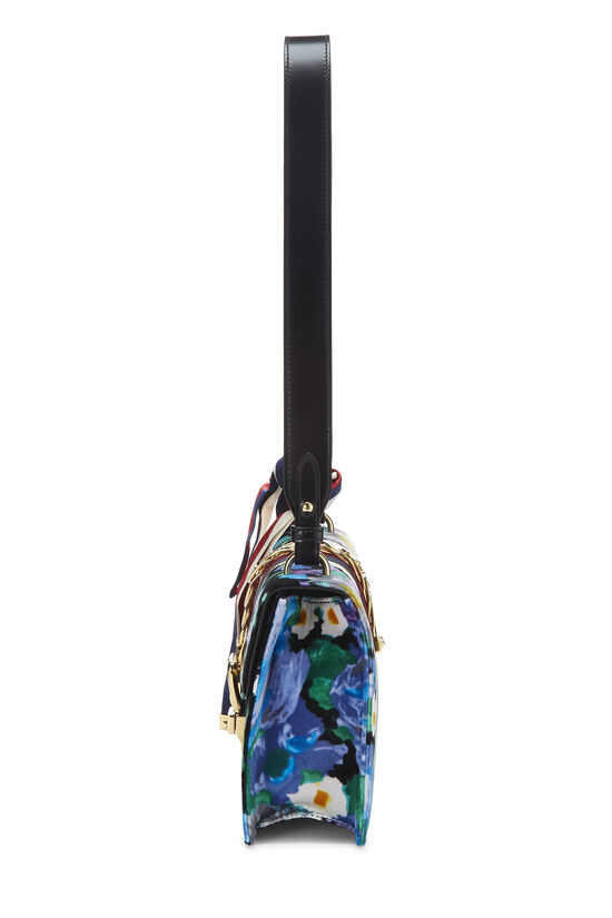 Blue & Multicolor Velvet Sylvie Shoulder Bag, , large image number 4