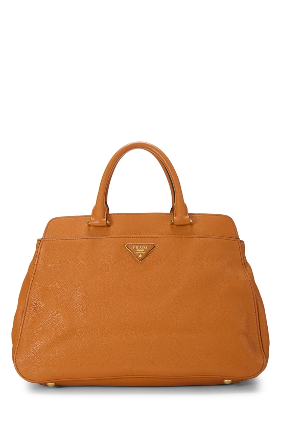 Orange Vitello Daino Convertible Handbag, , large image number 0