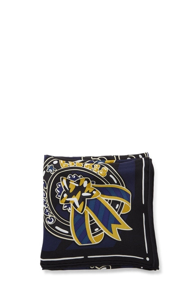 Black & Multicolor 'Candy Libris' Silk Scarf 70, , large