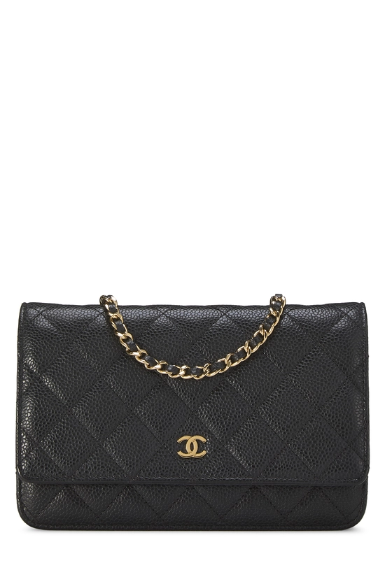 Black Quilted Caviar Classic Wallet on Chain (WOC), , large image number 0