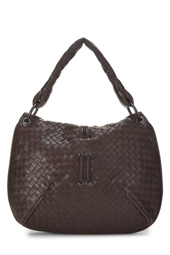 Brown Intrecciato Leather Hobo Small, , large image number 3