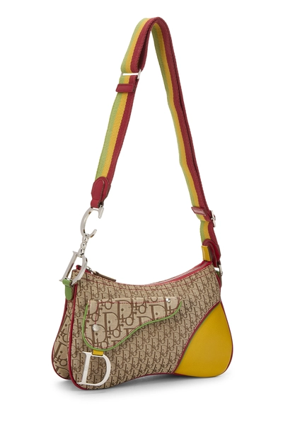 Multicolor Trotter Canvas Rasta Double Saddle Bag, , large