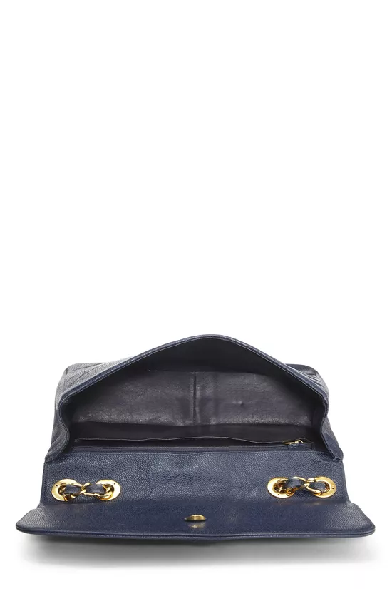 Navy Caviar Diagonal Quilted Shoulder Bag Jumbo, , large image number 5