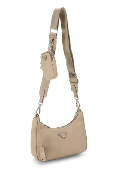 Beige Tessuto Re-Edition 2005 Hobo Mini, , large