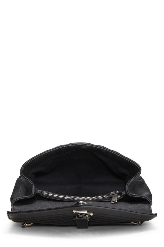 Black Chevron Leather College Bag Medium, , large image number 7