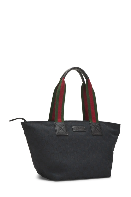 Black GG Canvas Web Soft Zip Tote, , large image number 1