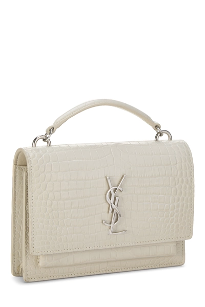 YSL White Embossed Leather Sunset Wallet On Chain (WOC) — photo 2