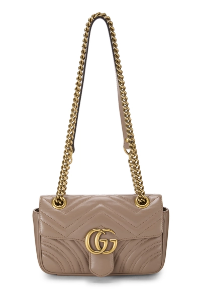 Gucci Beige Leather GG Marmont Shoulder Bag Mini
