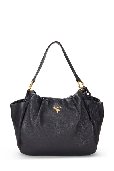 Prada Black Deerskin Side Pocket Hobo