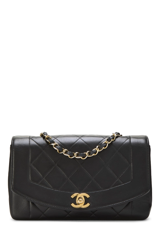 Black Quilted Lambskin Diana Flap Small, , large image number 0