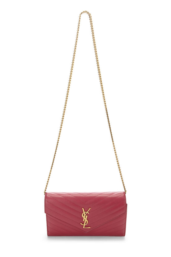 Ysl Chevron Quilted Leather Wallet on Chain