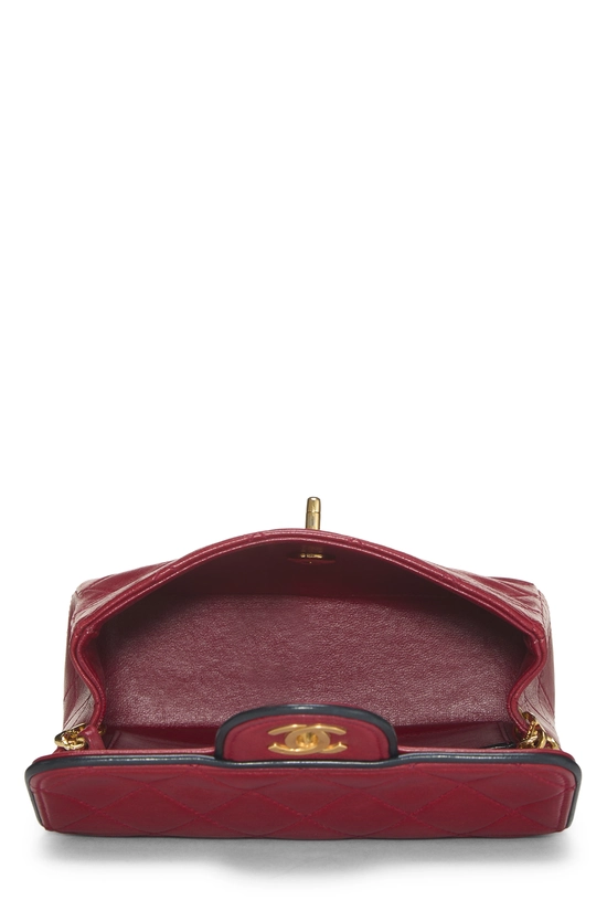 Red Quilted Lambskin Piped Half Flap Mini, , large image number 5