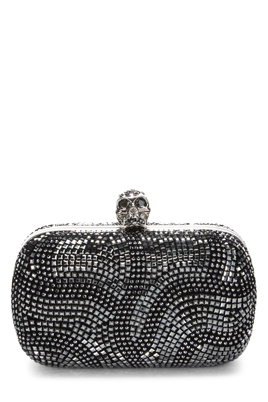 Black Embellished Skull Box Clutch, , large image number 0
