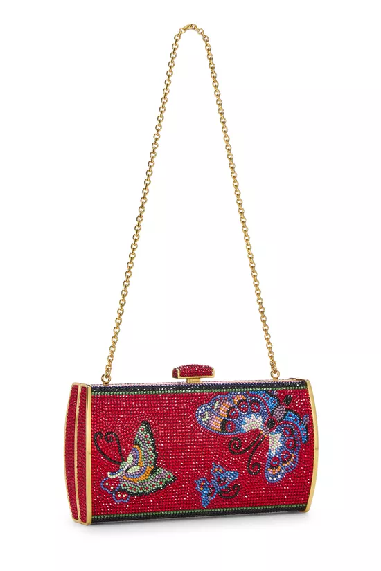 Red Crystal Minaudiere Clutch, , large image number 1