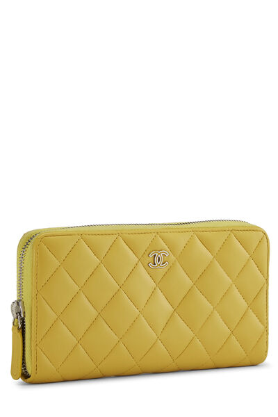 Yellow Quilted Lambskin Classic Zippy Wallet, , large