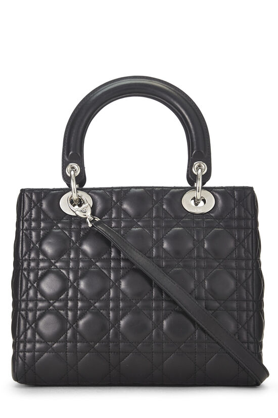 Black Cannage Quilted Lambskin Lady Dior Medium, , large image number 3