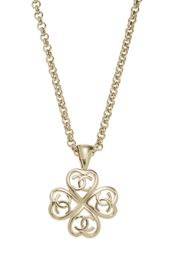 Gold 4 'CC' Clover Heart Necklace, , large image number 1