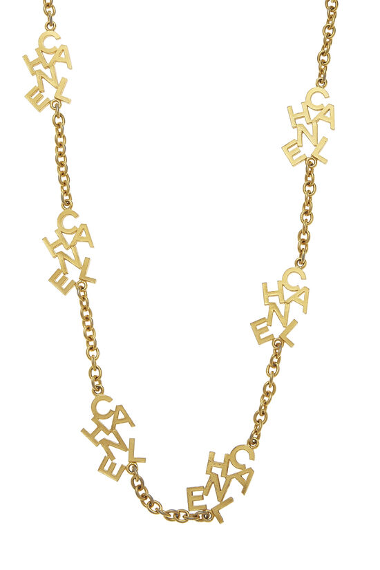 Gold Logo Letters Charm Necklace, , large image number 1