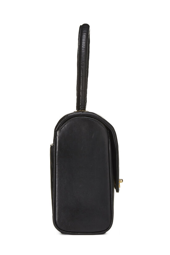 Black Chevron Lambskin Top Handle Flap Bag, , large image number 3