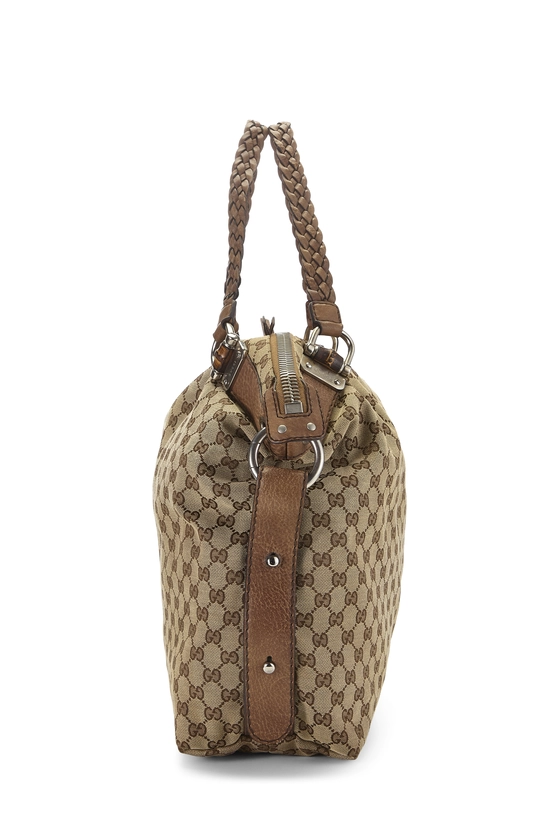 Original GG Canvas Bamboo Braided Handbag Large, , large image number 2