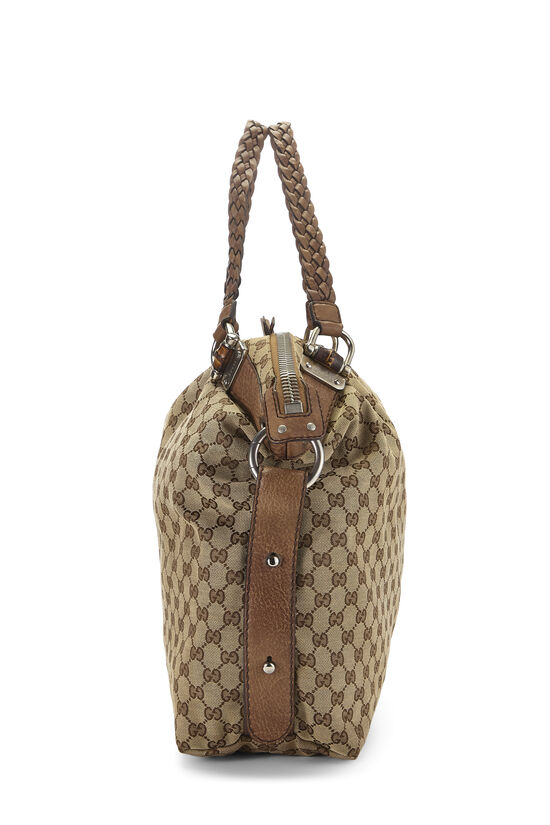 Original GG Canvas Bamboo Braided Handbag Large, , large image number 2