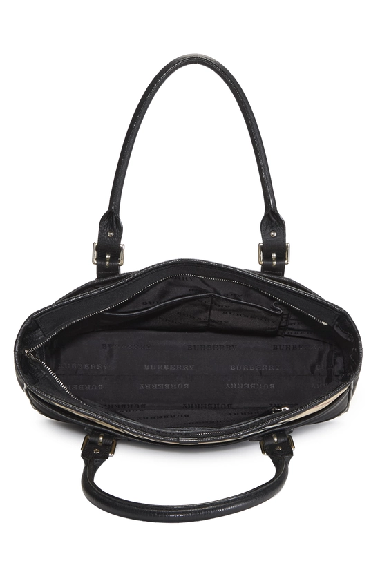 Black Nylon Check Zip Tote Medium, , large image number 5