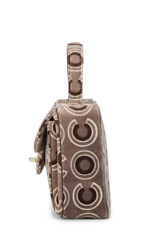 Brown Velvet Retro Coco Handle Bag, , large image number 2