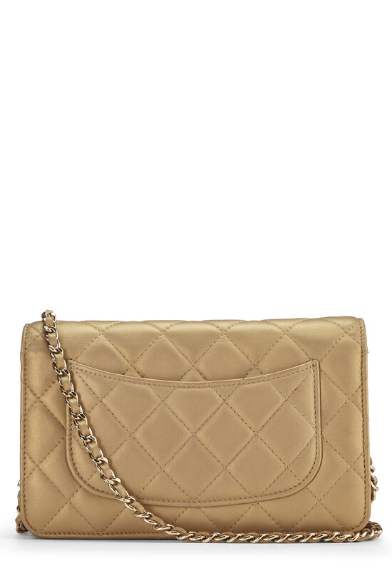 Chanel Black Lambskin GOLD CC Mini Card Holder Wallet on Chain WOC Bag