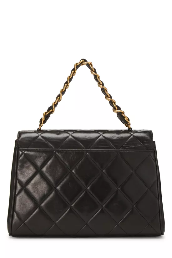 Black Quilted Lambskin Chain Handbag, , large image number 3