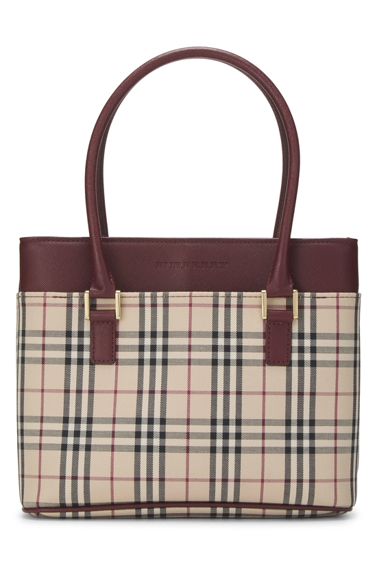 Burgundy Check Jacquard Handbag Mini, , large image number 0