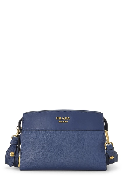 Prada Blue Saffiano Esplanade Crossbody