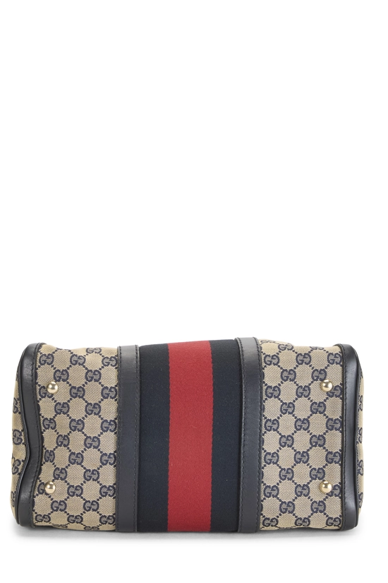 Navy GG Canvas Vintage Web Boston Bag Medium, , large image number 4