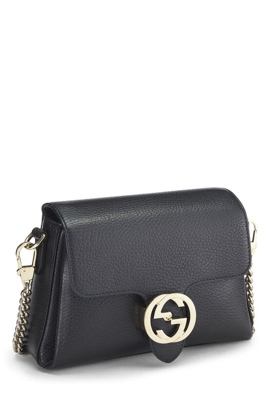 Black Leather Interlocking GG Shoulder Bag Small, , large image number 1